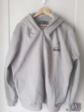 Kangol Grey Full-Zip Hoodie with Kangaroo Logo